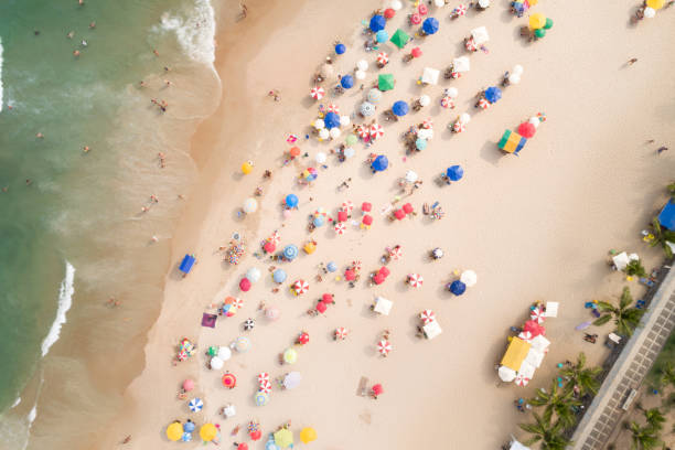 istock Top View of Crowd Beach 1127370600