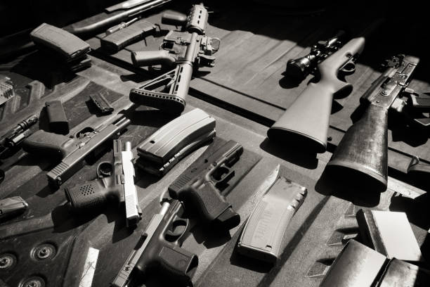 Various Guns and Munitions stock photo