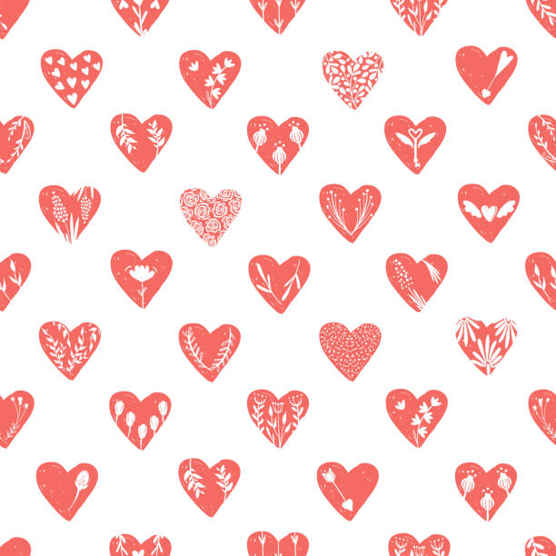 Vector seamless pattern with hand drawn hearts isolated on transparent background. Love valentines day clipart. Heart shape decorated floral elements: rose, tulip, key with wings, arrows Vector seamless pattern with hand drawn hearts isolated on transparent background. Love valentines day clipart. Heart shape decorated floral elements: rose, tulip, key with wings, arrows. sketches-of-hearts-with-wings-clip-art stock illustrations