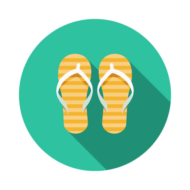 Flip-Flops Australia Icon A flat design icon with a long shadow. File is built in the CMYK color space for optimal printing. Color swatches are global so it’s easy to change colors across the document. flip flop illustration stock illustrations