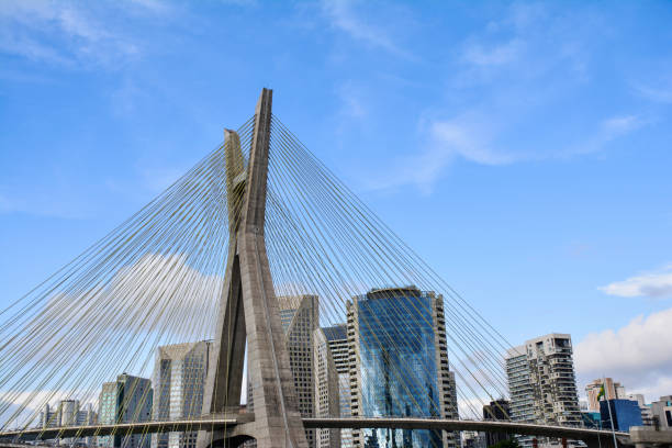istock Octavio Frias de Oliveira Bridge, famous cable stayed (Estaiada Bridge) bridge at Sao Paulo 1127376032
