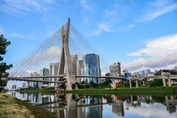 istock Octavio Frias de Oliveira Bridge, famous cable stayed (Estaiada Bridge) bridge at Sao Paulo 1127376054