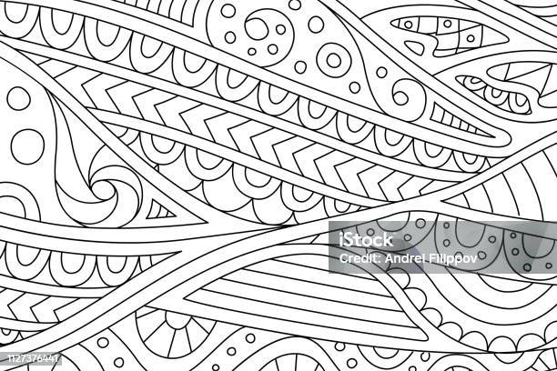 Beautiful Coloring Book Page With Abstract Pattern Stock Illustration - Download Image Now - Coloring Book Page - Illlustration Technique, Backgrounds, Tangle Pattern