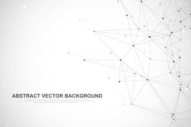 сеть соединяет технологию абстрактной конце�пции. глобальное сетевое соединение с точками и линиями - wire mesh textile mesh backgrounds stock illustrations