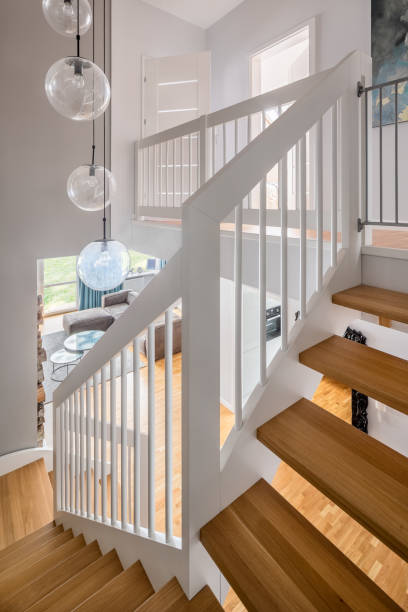 Home interior with wooden stairs