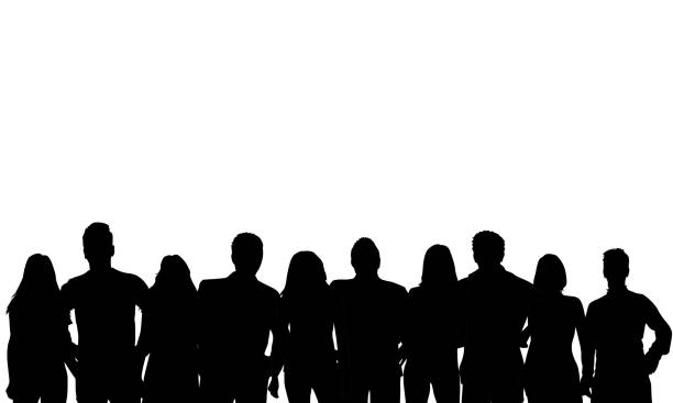Group of people. Crowd of people silhouettes. Group of people. Crowd of people silhouettes. silhouette people group stock illustrations