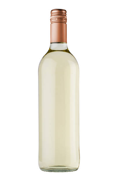 biała butelka wina z miedzianą zakrętką na białym tle - wine cork white wine grape zdjęcia i obrazy z banku zdjęć
