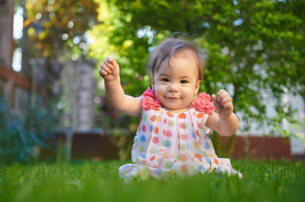 istock Happy funny baby girl 1127379005