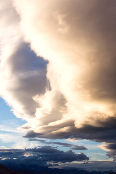 istock Stormy dark skyline, nature power background 1127379313