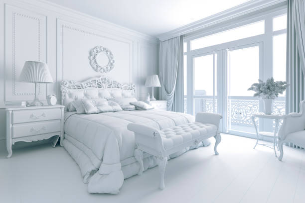 istock 3d render of beautiful bedroom interior render 1127379319