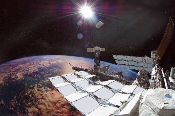 istock Spaceship on the orbit. Elements of this image furnished by NASA. 1127379625