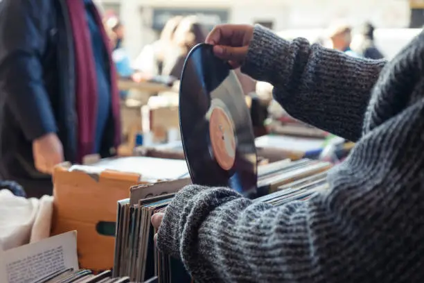 Photo of Old vinyl discs flea market