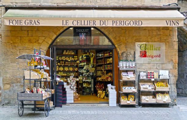 Traditional cellar in Sarlat, France stock photo