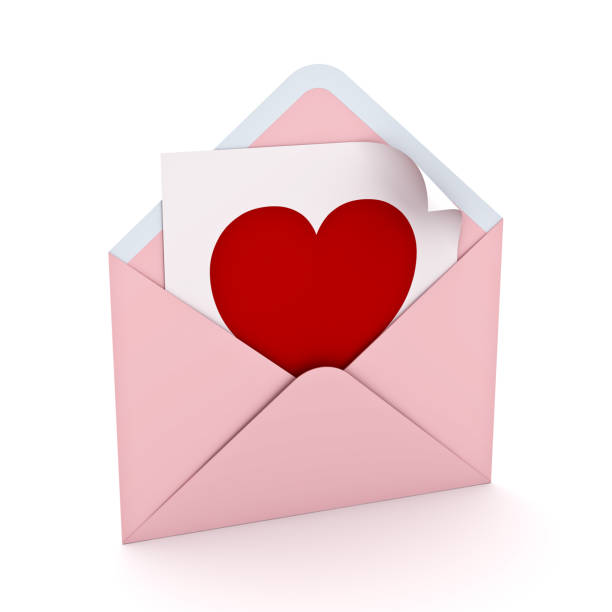 istock Blank red heart shape on white paper note in pink pastel color envelope isolated on white background with shadow for valentine's day 3D rendering 1127386108