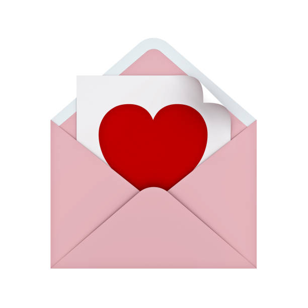 istock Blank red heart shape on white paper note in pink pastel color envelope isolated on white background for valentine's day 3D rendering 1127386110