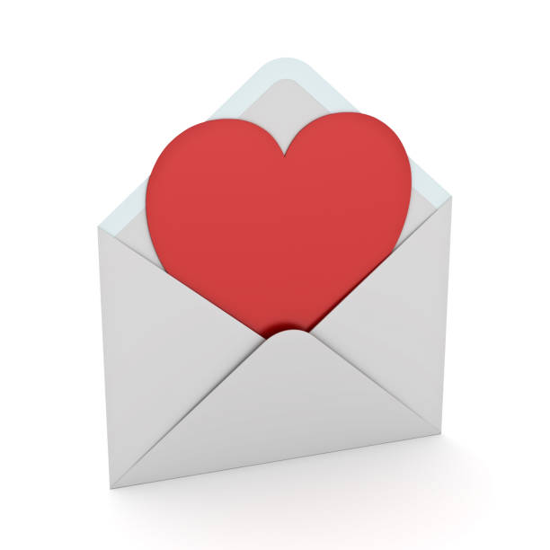 istock Blank red heart shape paper cut card in white envelope isolated on white background with shadow for valentine's day 3D rendering 1127386169