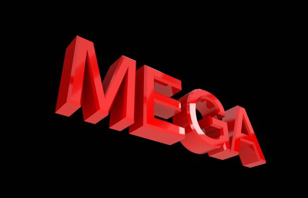 istock 3D illustration of mega red word on black background 3d rendering 1127386259