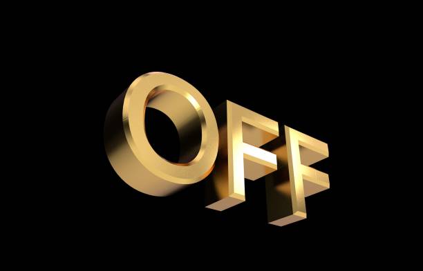 istock 3D illustration of off gold word on black background 3d rendering 1127386271