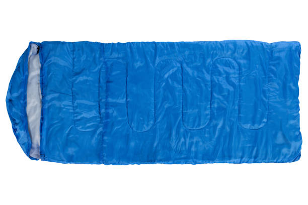 istock blue sleeping bag, laid out, top view, on a white background 1127387597