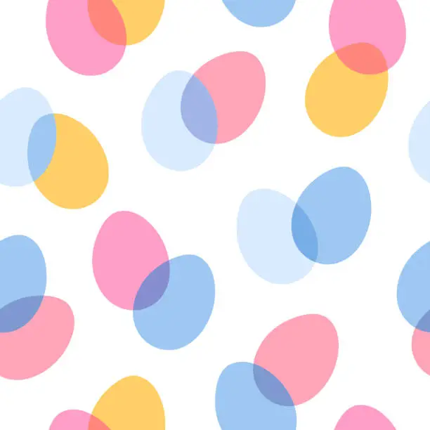 Vector illustration of Easter seamless pattern with colorful eggs on white background