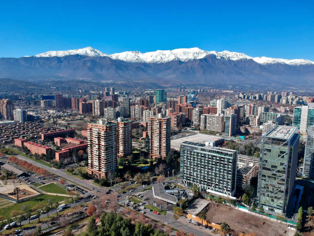 Araucano Park Araucano Park with the Andes mountain range in the background. paisaje urbano stock pictures, royalty-free photos & images