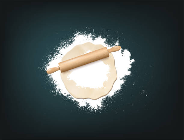 istock Wooden Rolling Pin, Dough And White Flour On Dark Background 1127393971