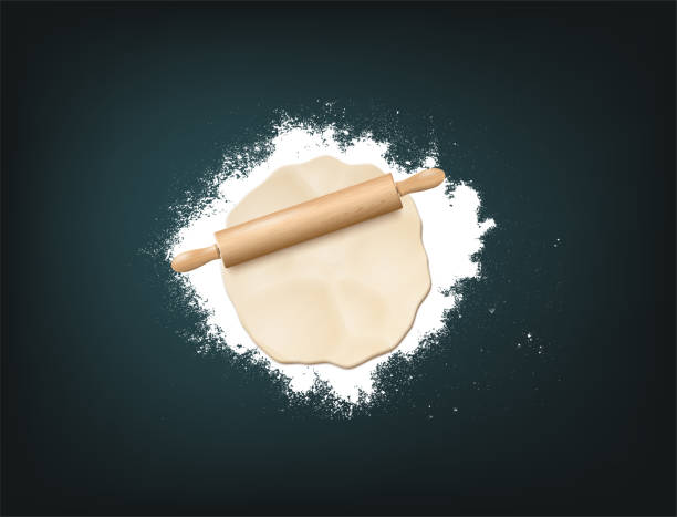 istock Wooden Rolling Pin, Dough And White Flour On Dark Background 1127393974