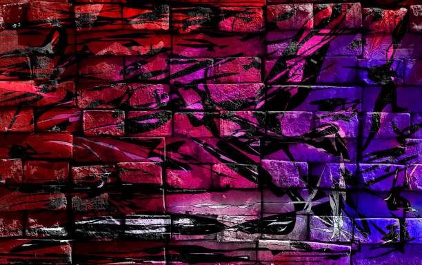 istock Colorful mysterious world. Virtual graffiti. Abstract image, drawn on a photo of a brick wall. 1127395575