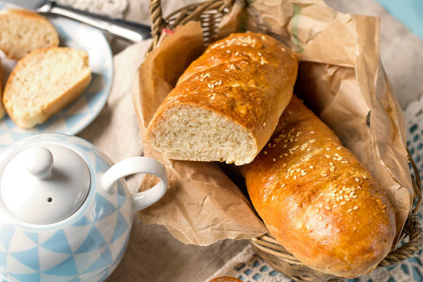 istock Healthy Vienna bread baguette with wheat bran and sesame 1127395755
