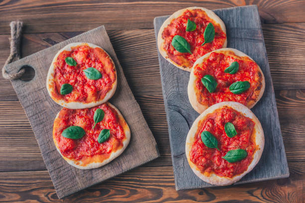 istock Mini Margherita pizzas with red cheese 1127397293