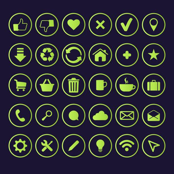 A set of green buttons for a site or application A set of green buttons for a site or application мобильный телефон stock illustrations