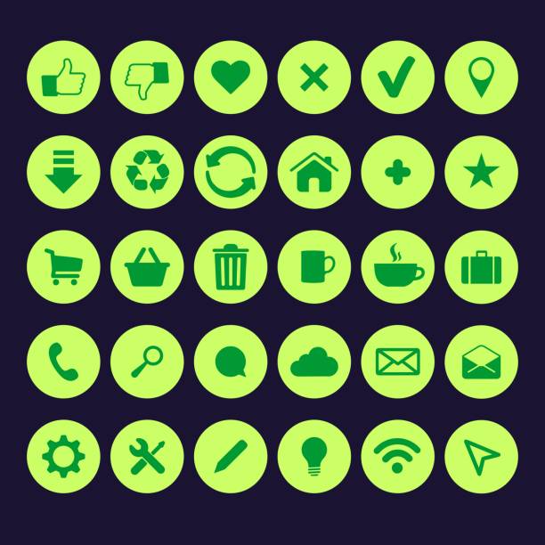 A set of green buttons for a site or application A set of green buttons for a site or application мобильный телефон stock illustrations