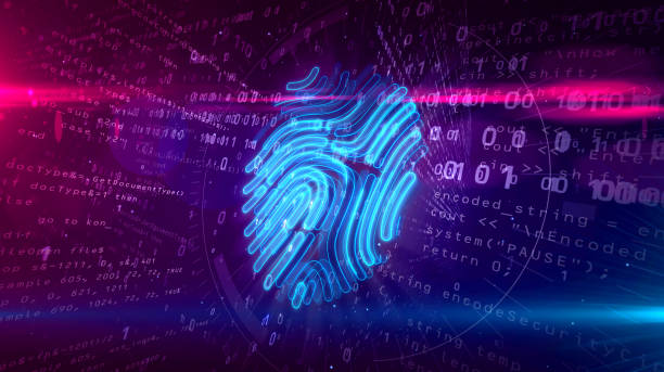 istock Cyber protection by fingerprint on digital background 1127397725