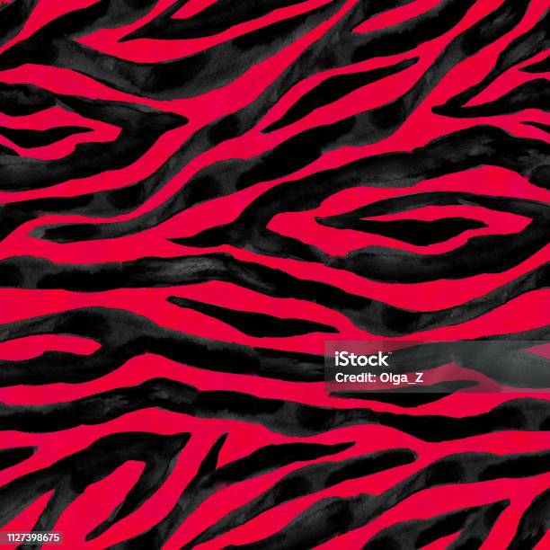 Black And Red Abstract Optical Illusions Zebra Striped Textured Seamless Pattern Stock Illustration - Download Image Now