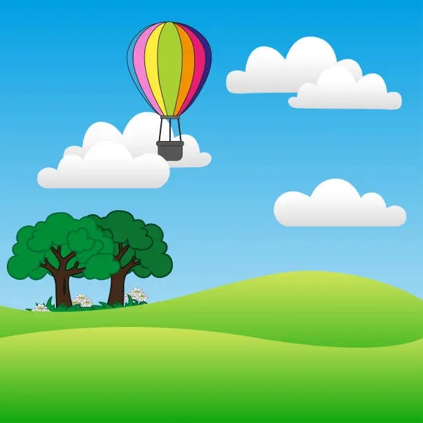 Vector illustration of balloon on field vector