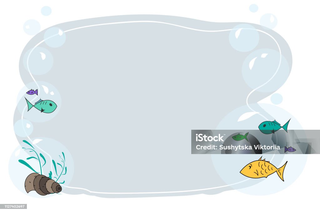 Fish Text Frame Frame For Text With Fish Cartoon Childrens Frame For Text Vector Baby ...