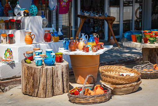 Colorfull ceramic craft products made on Crete island