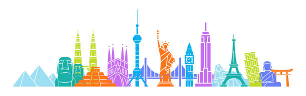 istock World Skyline - Famous Buildings and Monuments.. Travel Landmark Background. Color Vector Illustration 1127404702