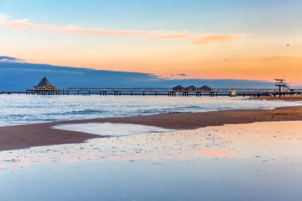 picture of the pier of Heringsdorf, Usedom, Germany, at sunset