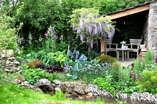 Romantic cottage garden