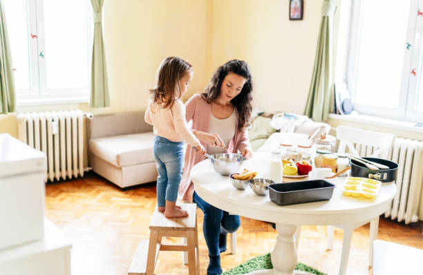 istock Mother with her daughter cooking 1127414905
