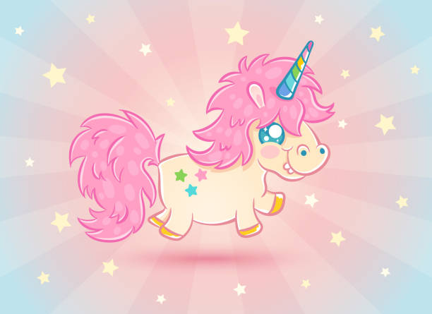 ilustraciones, imágenes clip art, dibujos animados e iconos de stock de lindo unicornio con estrellas - princesa de anime