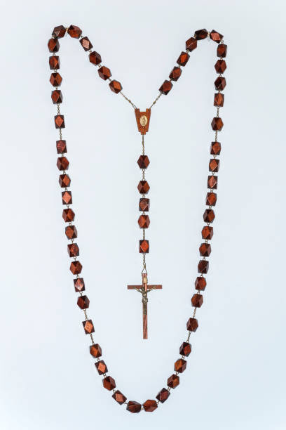 Rosary, inside the Alto Vista Chapel, Aruba Island stock photo
