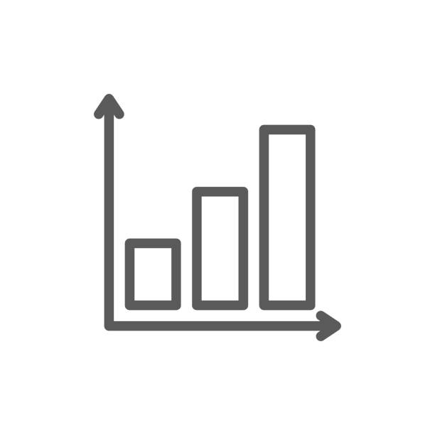 wykres z rosnącą ikoną linii wykresu. odizolowane na białym tle - graph arrow sign chart single line stock illustrations