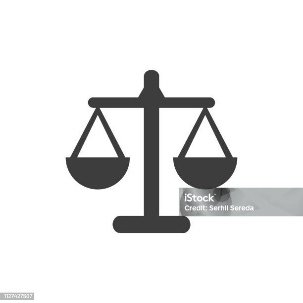 Scales Icon On White Background Stock Illustration - Download Image Now - Icon, Weight Scale, Law