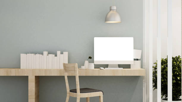 istock workplace in home or apartment - Interior design for business artwork- 3D Rendering 1127429441