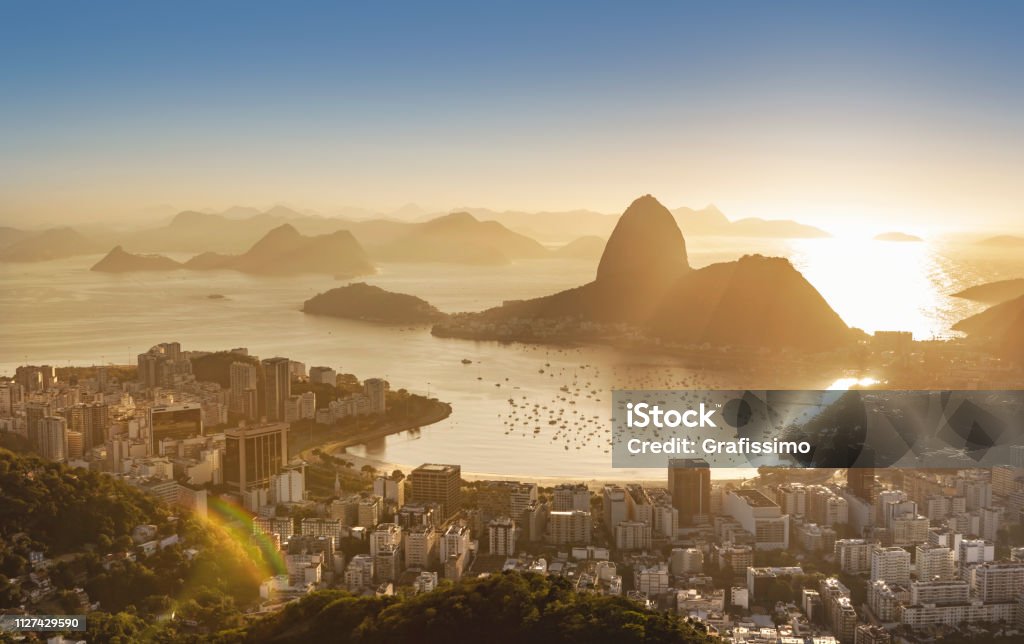 Brazil Rio de Janeiro Sugar Loaf with Guanabara Bay at sunrise Rio de Janeiro Sugar Loaf with Guanabara Bay at sunrise Rio de Janeiro Stock Photo