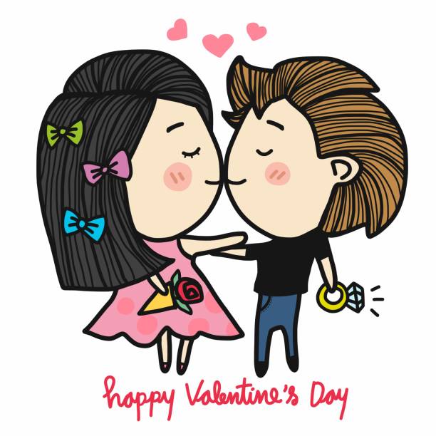 Cute Couple Kissing Holding Surprise Gift Happy Valentines Day Cartoon Illustration Stock Illustration - Download Image Now - iStock Cute Couple Kissing Holding Surprise Gift Happy Valentines Day Cartoon Illustration Stock Illustration - Download Image Now - iStock