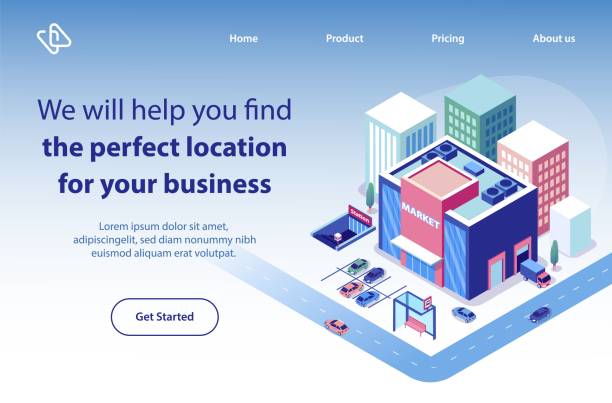 ilustrações de stock, clip art, desenhos animados e ícones de business real estate online service vector website - supermercado 3d