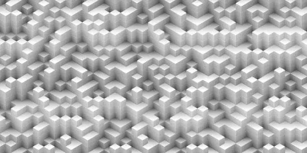 Photo of Cubes seamless background - white, randomly stacked structure